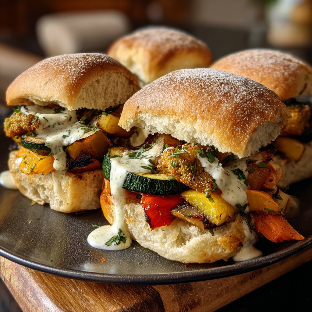 Veggie Sliders with Garlic Aioli