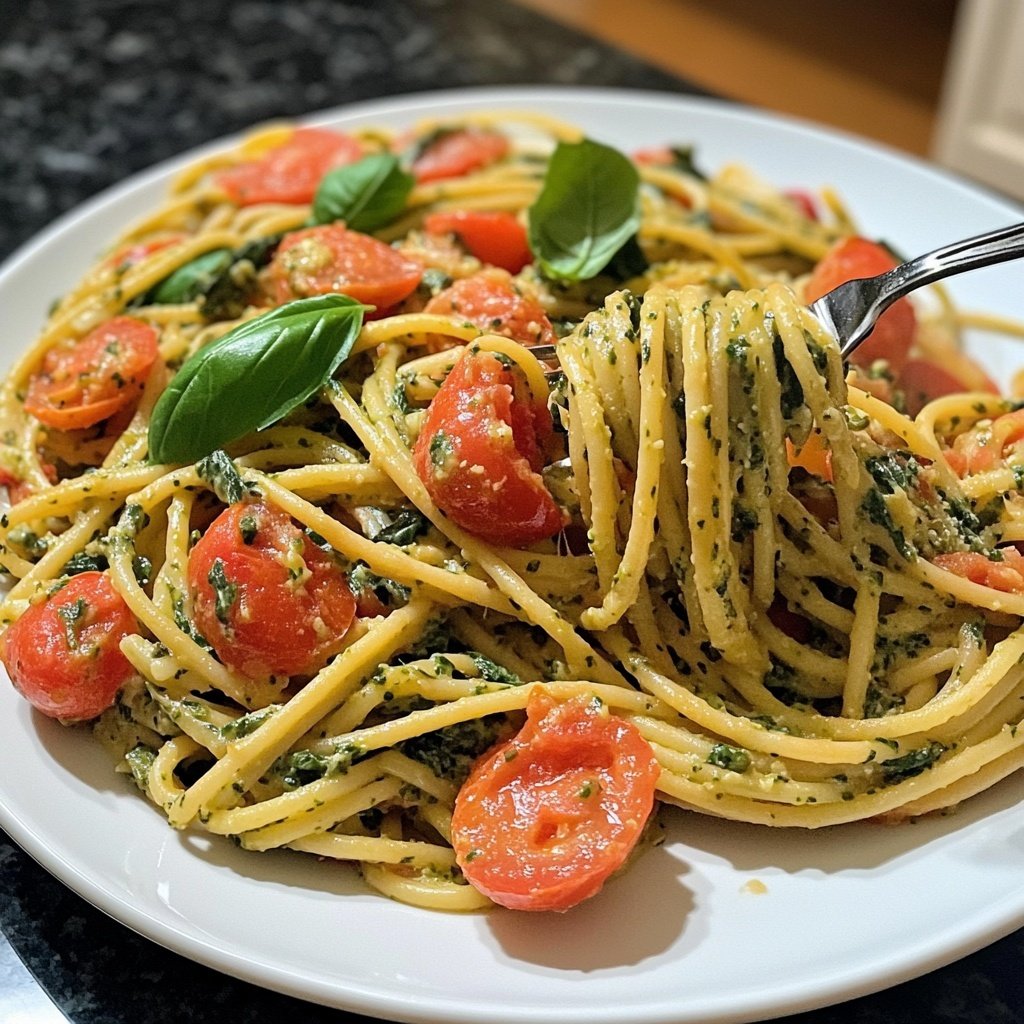 Delicious Spinach Tomato Pasta