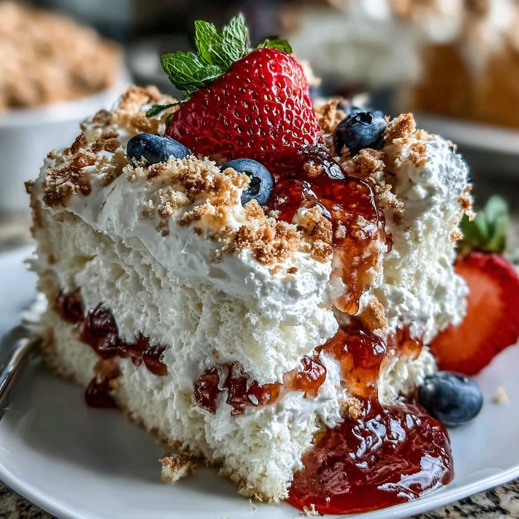Strawberry Angel Food Cake Dessert With Berries